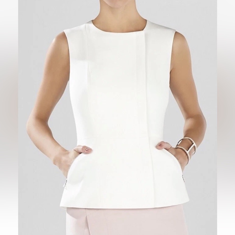 BCBGMaxAzria Mallary White Sleeveless Blouse Vest Top XXS